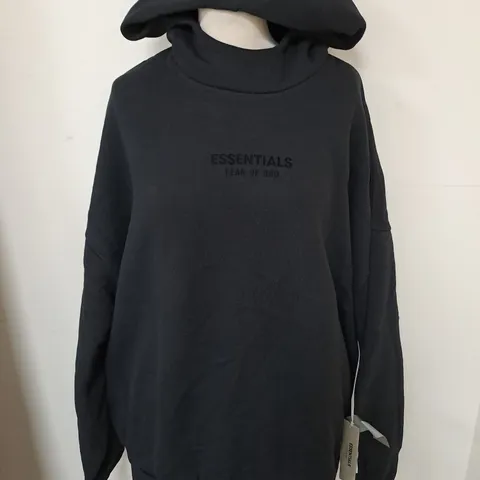 ESSENTIALS FEAR OF GOD ESSENTIAL HOODIE IN BLACK - LARGE