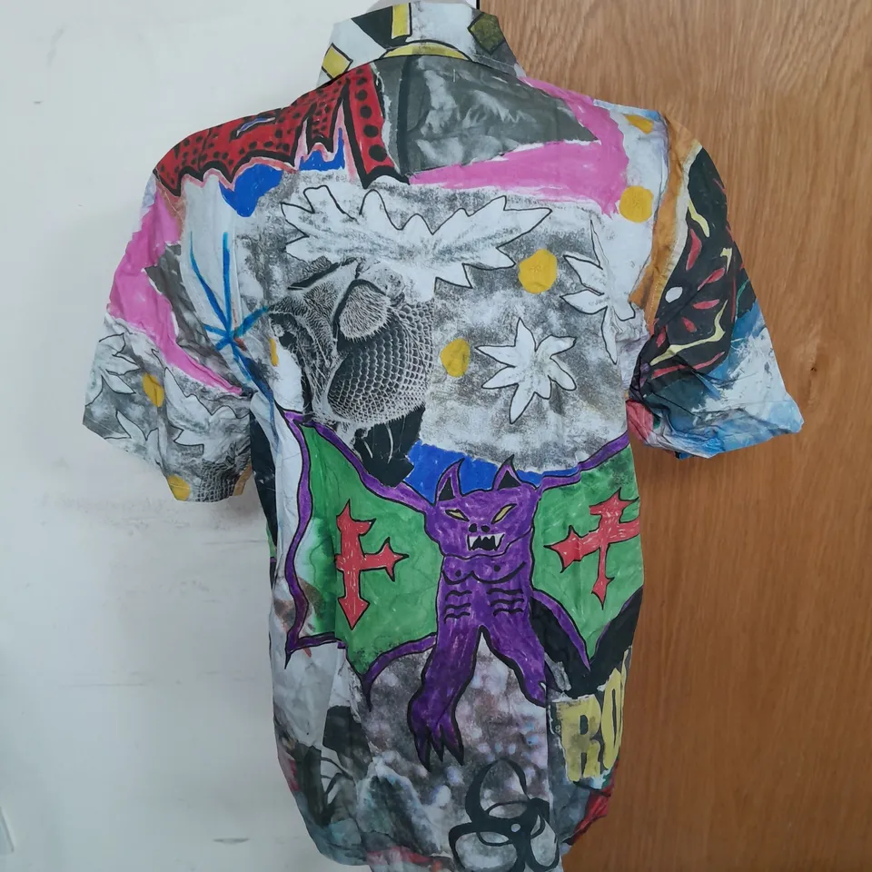 OUR LEGACY BOXSHIRT SHORT SLEEVE IN SKELETORN PRINT SIZE 16