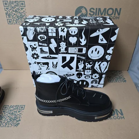 BOXED KOI THE SILENCE MENS PLATFORM GRUNGE BOOTS BLACK SIZE UK 11