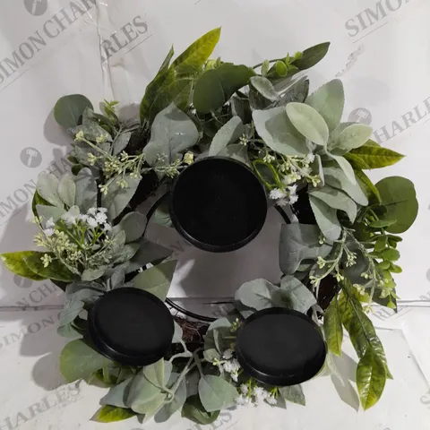 BOXED HOME REFLECTIONS 3 IN 1 FLAMELESS CANDLE WITH WREATH SET - SAGE