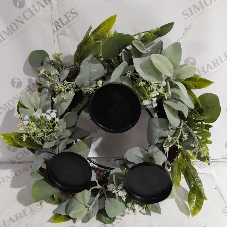 BOXED HOME REFLECTIONS 3 IN 1 FLAMELESS CANDLE WITH WREATH SET - SAGE 