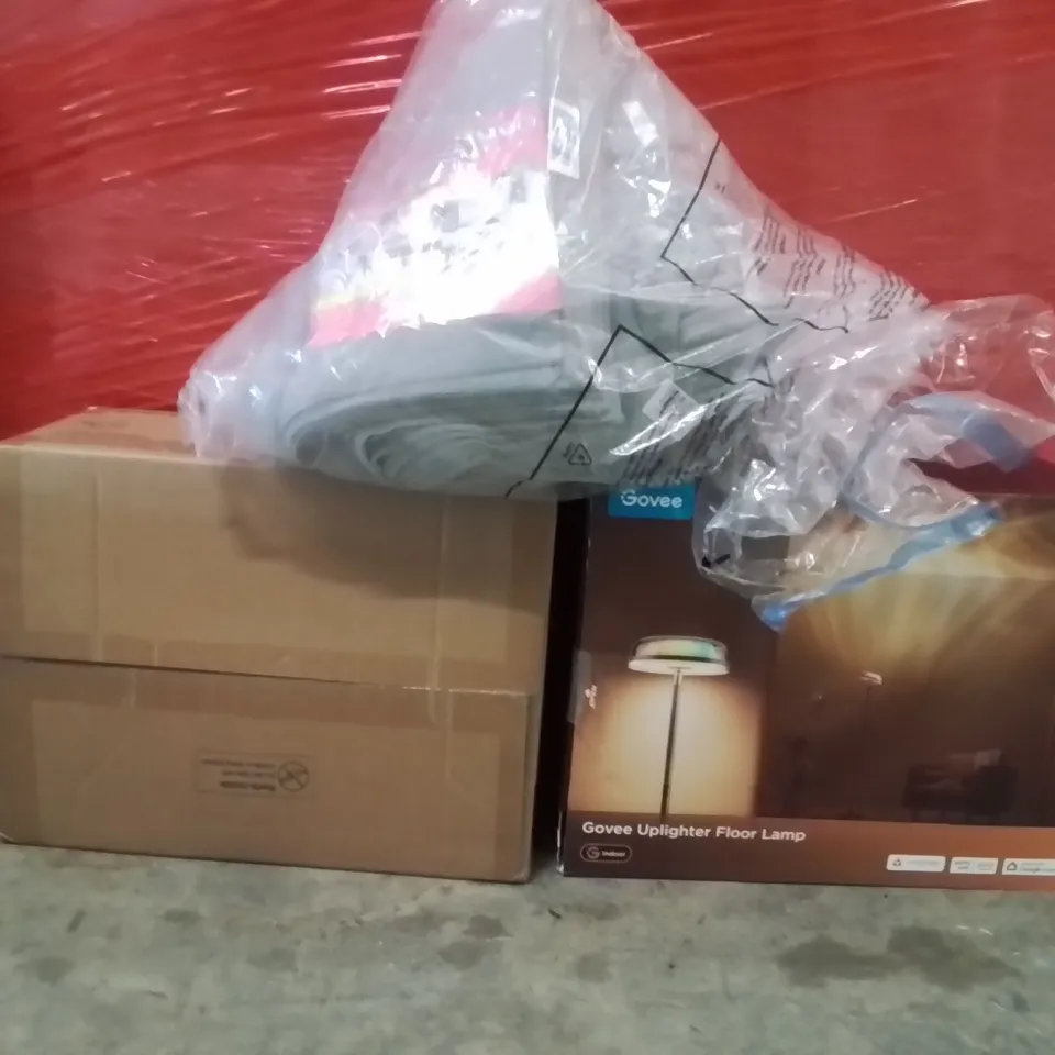 PALLET OF ASSORTED HOUSEHOLD GOODS AND PRODUCTS TO INCLUDE;TRICYCLE,GOVEE FLOOR LAMP,50PK OF MICROFIBRE CLOTHES