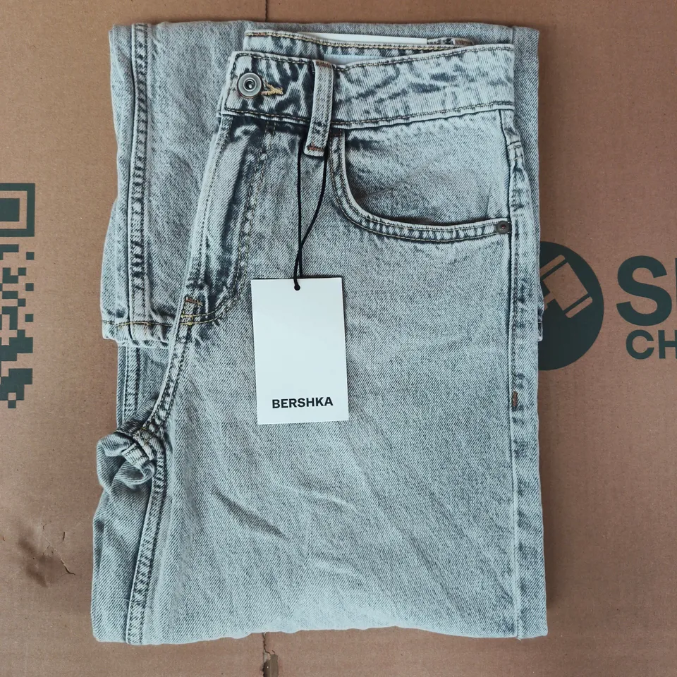 BERSHKA WIDE-LEG JEANS IN GREY SIZE UK 6