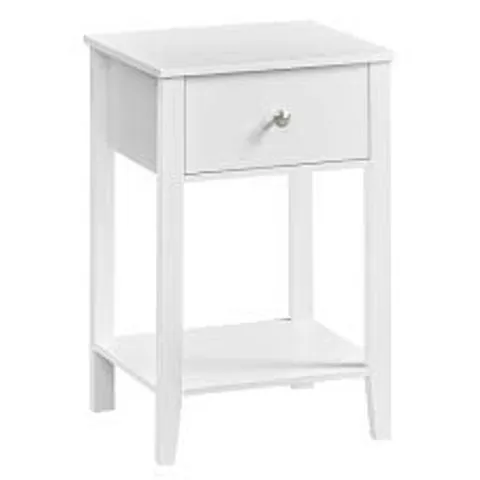 PALLET OF APPROXIMATELY 17 BOXED VASAGLE BAMBOO BEDSIDE TABLE WITH DRAWER OPEN SHELF CLOUD WHITE LET652W01