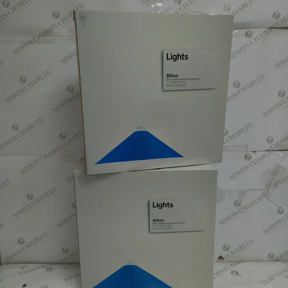 2 BOXED BILTON BLUE METAL COOLIE STYLE PENDANT 