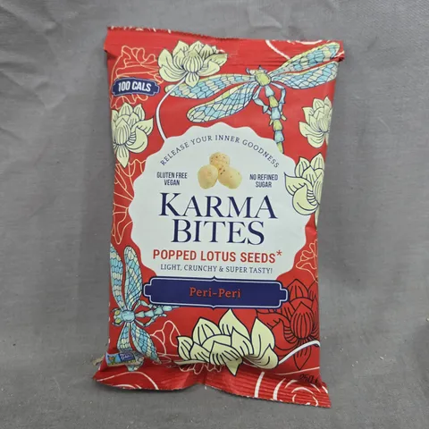 KARMA BITES POPPED LOTUS SEEDS (PER-PERI) - BOX OF APPROXIMATELY 10 PACKS