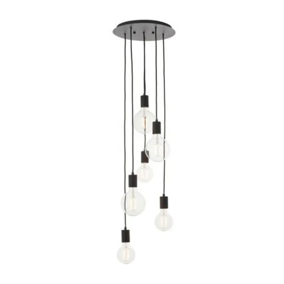 BOXED ENDON STUDIO 6 LIGHT CHANDELIER CEILING PENDANT MULTI DROP MATT BLACK