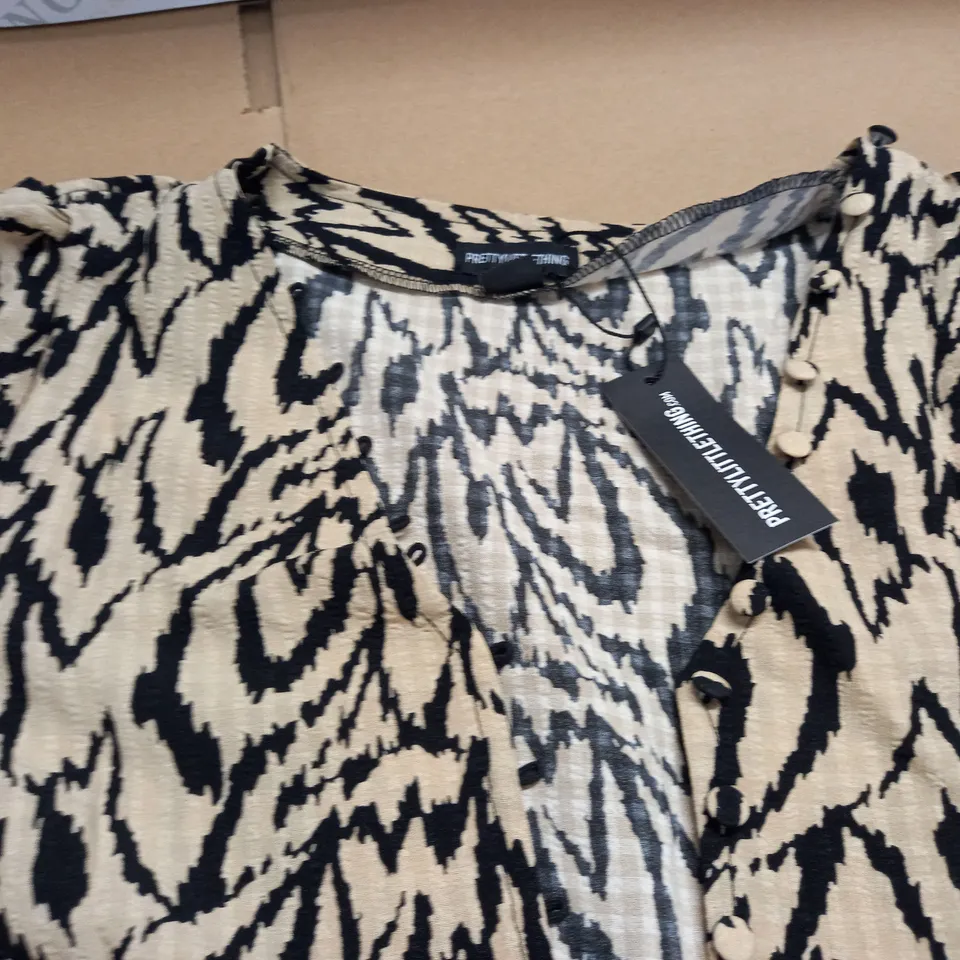 PRETTYLITTLETHING TIGER PRINT BUTTON FETAIL PLAYSUIT - 14