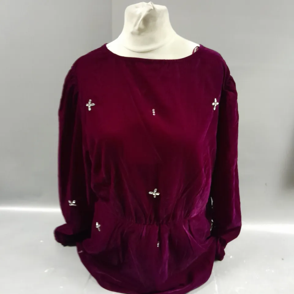 MONSOON CRUSH VELVET DIAMANTE SHIRT SIZE 18