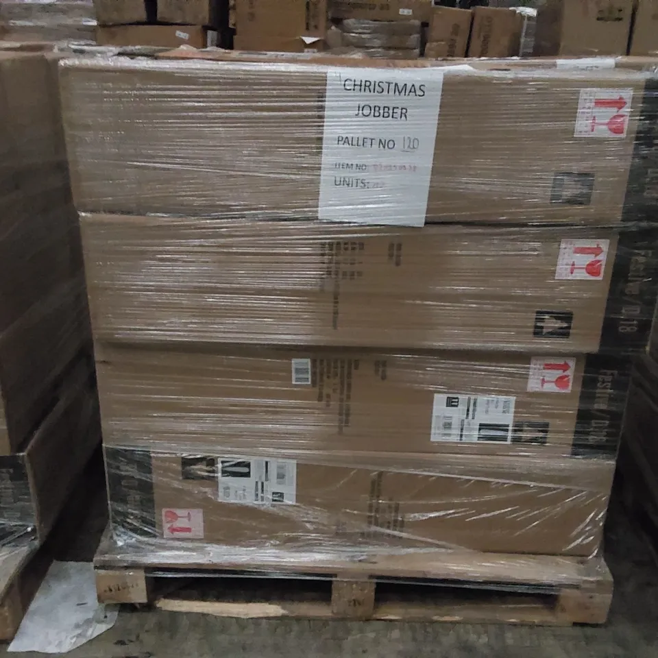 PALLET OF APPROXIMATELY 12 BOXES OF BRAND NEW 114CM SILVER TIPPED CHRISTMAS TREES