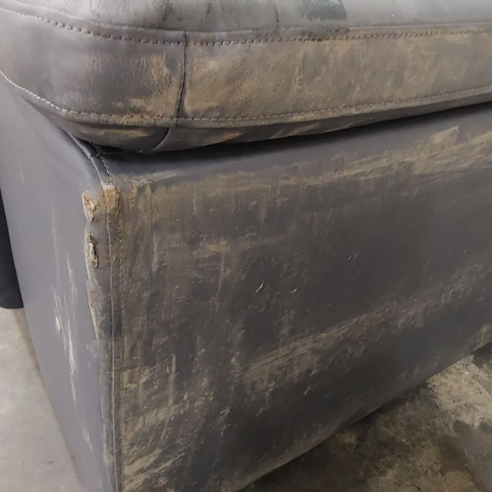 DESIGNER TWO SEATER SOFA GREY FAUX LEATHER 