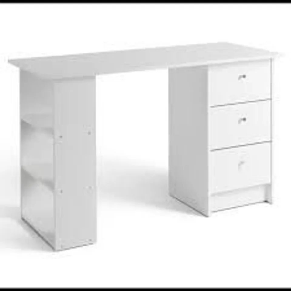BOXED MALIBU 3 DRAWER OFFICE DESK - WHITE 