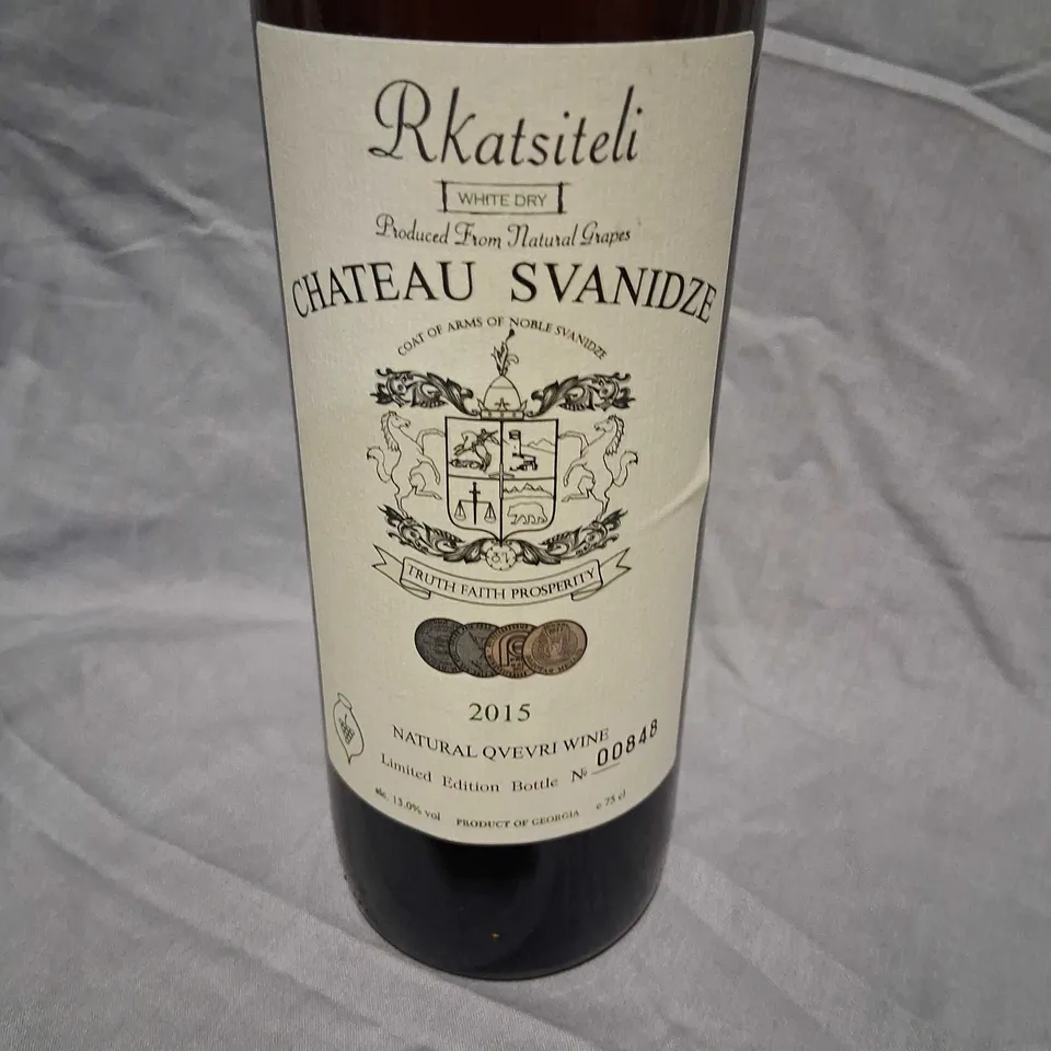 CHATEAU SVANIDZE RKATSITELI WHITE DRY 2015 – NATURAL QVEVRI WINE (LIMITED EDITION BOTTLE NO. 00848)