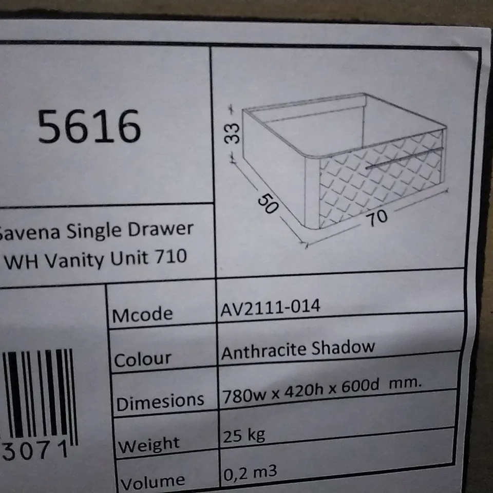 BOXED SAVENA SINGLE DRAWER WH CAVITY UNIT 710 ANTHRACITE SHADOW 