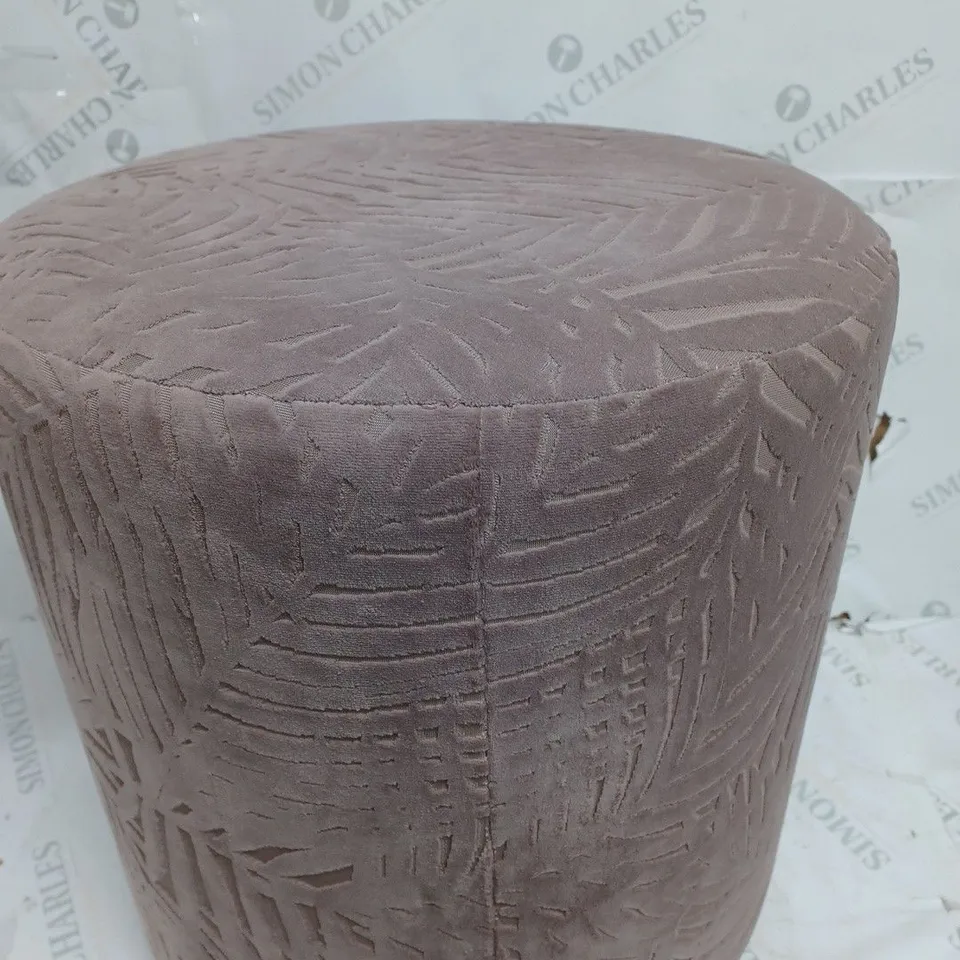 BTFY VELVET STOOL LEAF PRINT IN PURPLE GREY