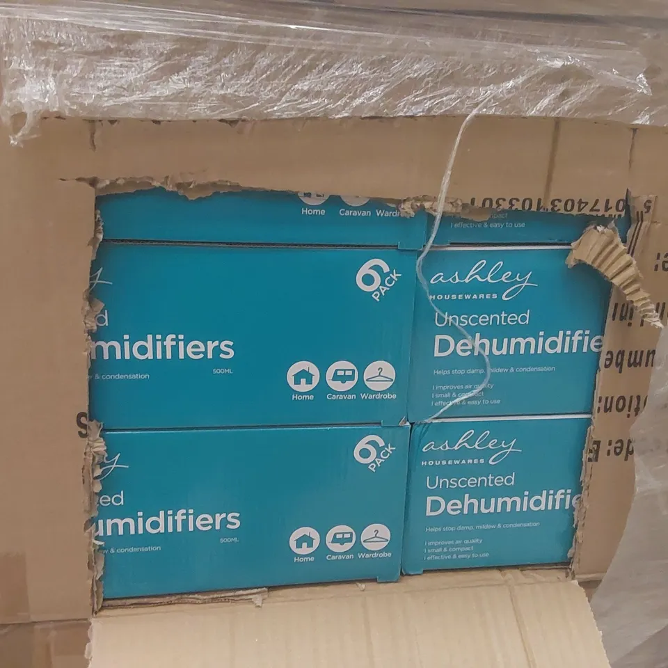 PALLET CONTAINING A VERY LARGE QUANTITY OF ASHLEY HOUSEWARES UNSCENTED DEHUMIDIFIERS, BEACH PARASOLS ECT