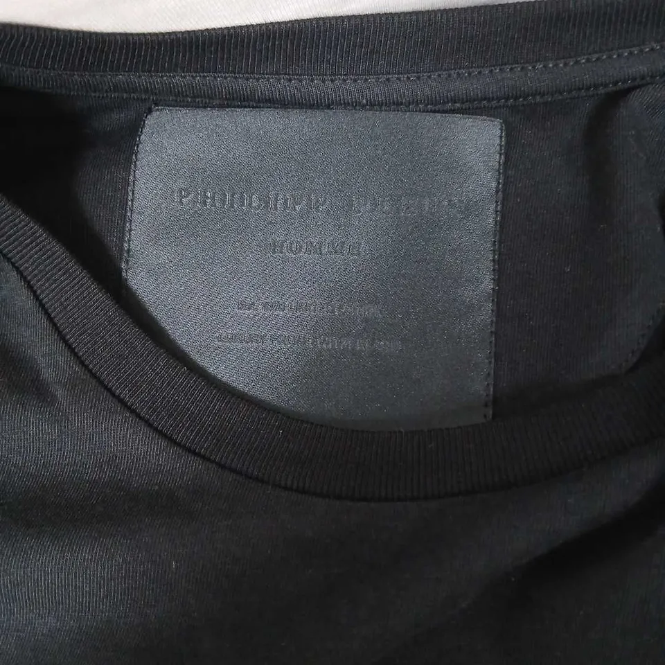 PHILIPP PLEIN T-SHIRT BLACK WITH LOGO – SIZE S