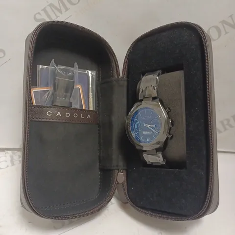 BOXED CADOLA GENTS LTD ED COSWORTH COSTIN SWISS CHRONO WITH ADDITIONAL STRAP - STAINLESS STEEL - 10 ATM - CARBON FIBRE DETAIL. 