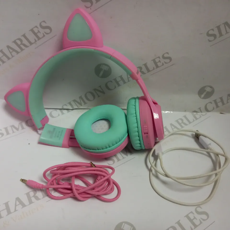 AIWBO CAT WIRELESS HEADPHONES - PINK/GREEN