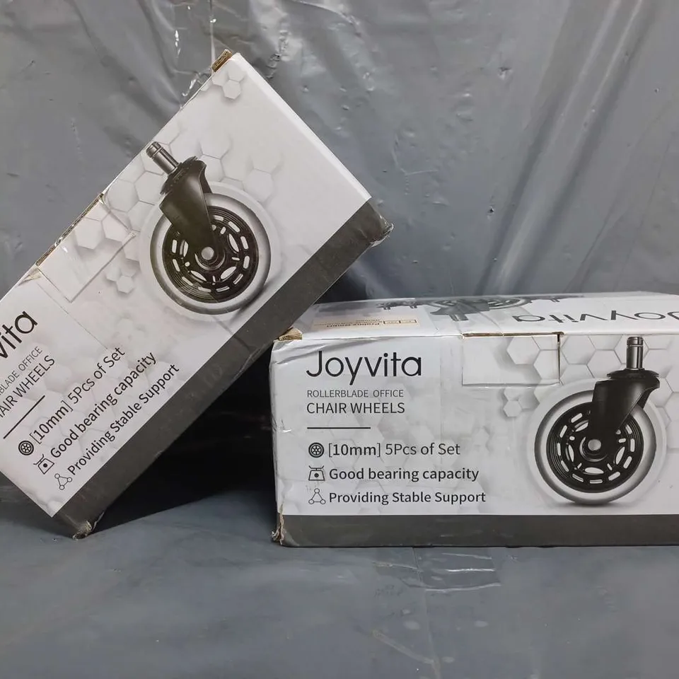 SET OF TWO BOXES TO CONTAIN JOYVITA 10MM ROLLERBLADE OFFICE CHAIR WHEELS (5 PER BOX)
