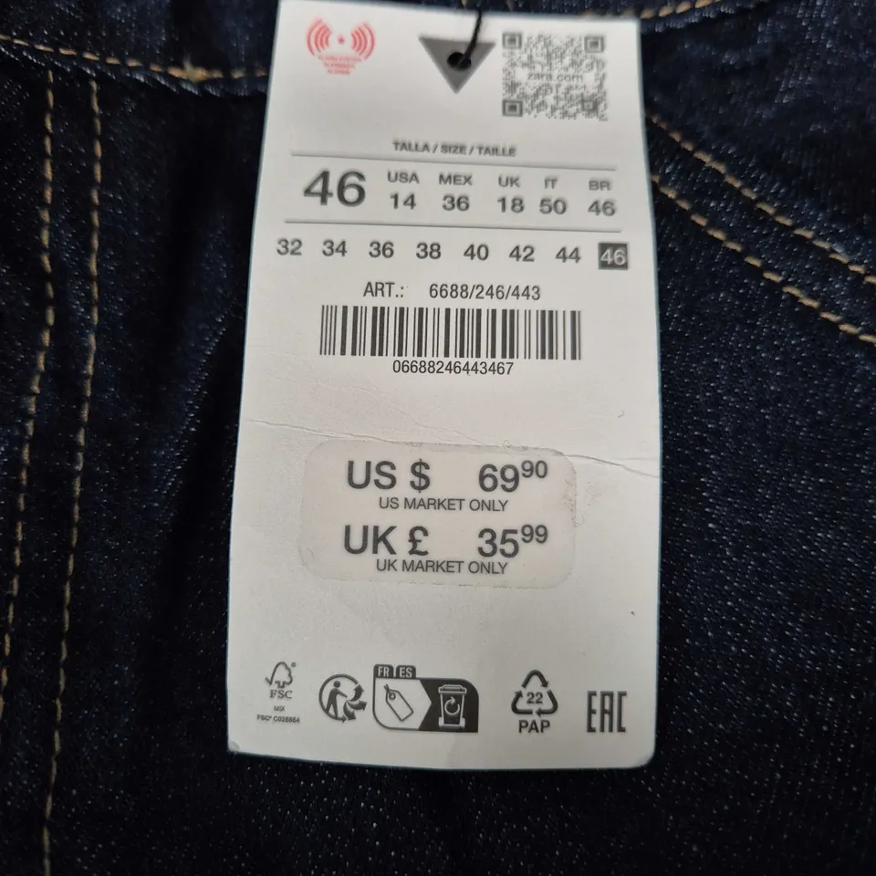 ZARA WOMEN'S DARK DENIM JEANS - UK 18 (EU 46)