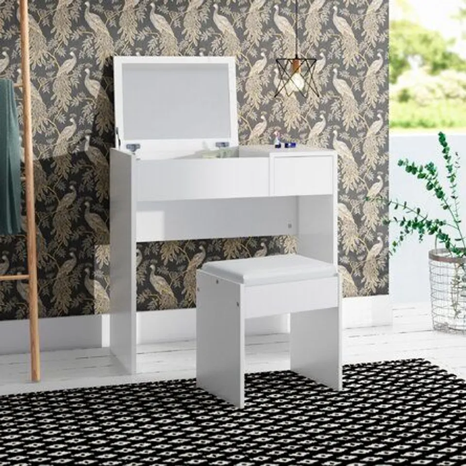 ADKINS DRESSING TABLE SET WITH MIRROR - WHITE