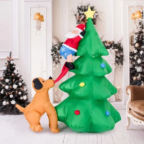BOXED LED DOG CHASE SANTA TO CHRISTMAS TREE OUTDOOR DECORATION (1 BOX)