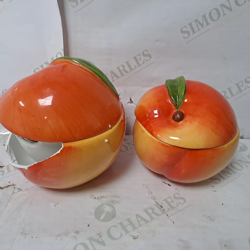HOMEWORX BY HARRY SLATKIN & CO SET OF 2 CERAMIC PEACH CANDLES // COLLECTION ONLY