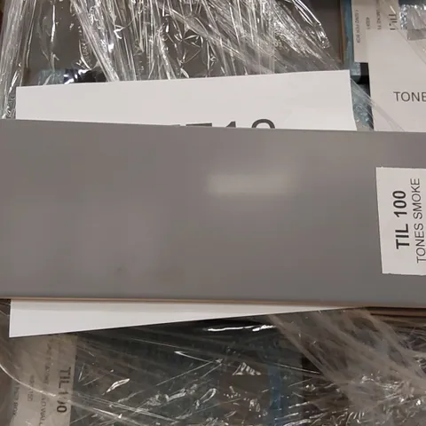 PALLET OF APPROXIMATELY 9X BOXES OF TONES SMOKE FIELD WALL TILES (1.02M2 PER BOX), 16X BOXES OF CERAGNI BISELADO DARK GREY TILES (0.75M2 PER BOX)