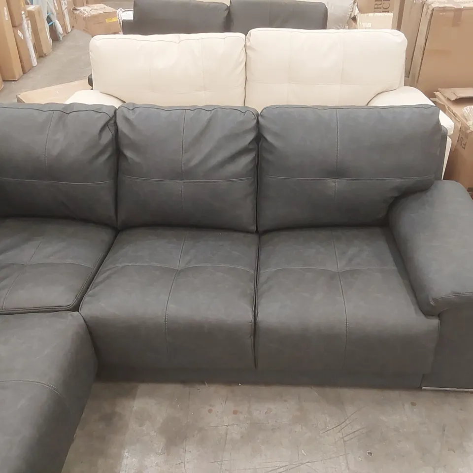 QUALITY DESIGNER FAUX LEATHER UPHOLSTERED CORNER SOFA