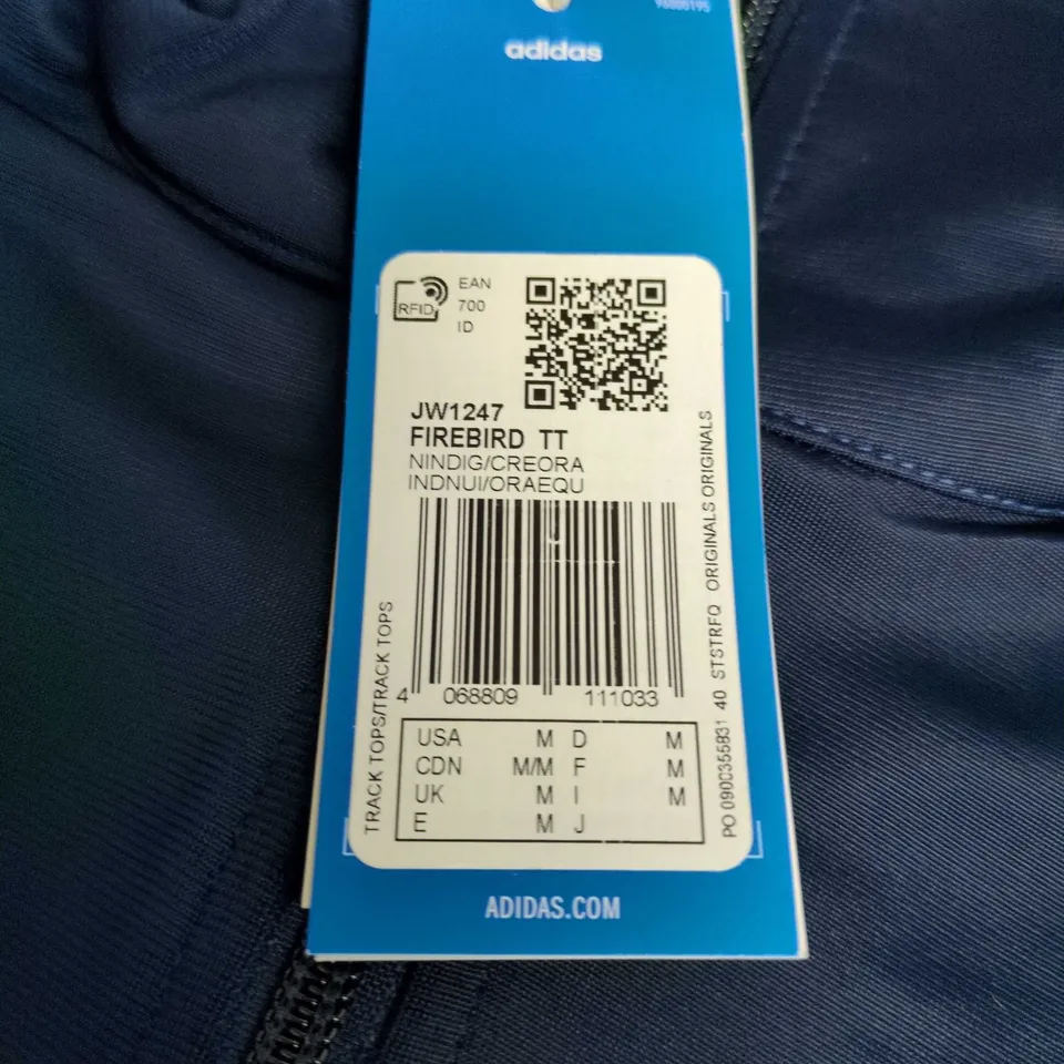 ADIDAS FIREBIRD TT TRACK JACKET – NAVY WITH ORANGE ACCENTS, UK M