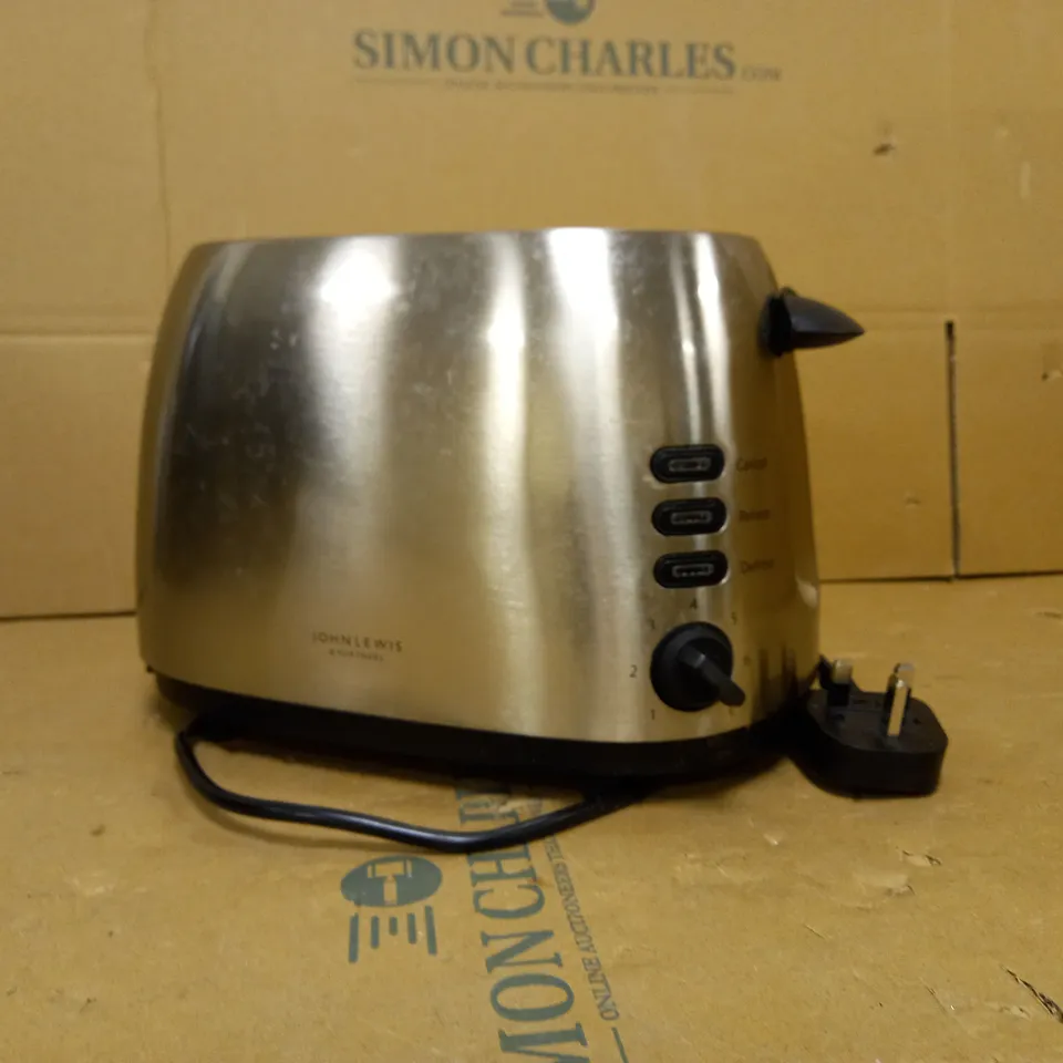 JOHN LEWIS & PARTNERS 2-SLICE TOASTER WITH BRUSHED CHROME-EFFECT HOUSING