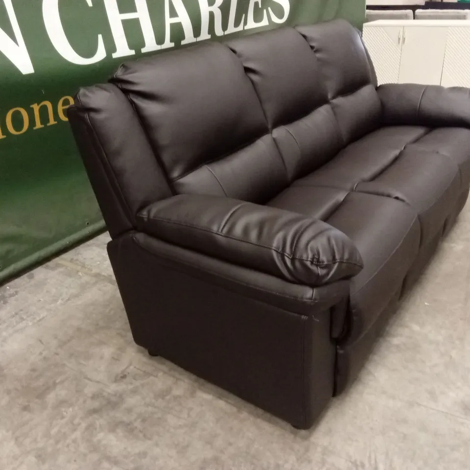 ALBION LUXURY FAUX LEATHER HIGH BACK 3 SEATER SOFA - CHOCOLATE RRP £599