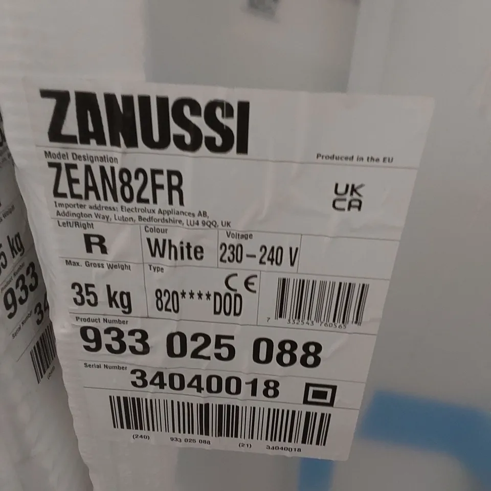ZANUSSI ZEAN82FR BUILT-UNDER FRIDGE WITH ICE BOX, FIXED HINGE, WHITE
