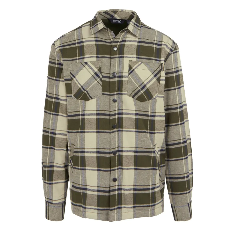 BRAND NEW REGATTA MEN'S THAMOS LONG SLEEVED CHECKED SHIRT IN DARK KHAKI MOONSTRUCK SIZE 3XL