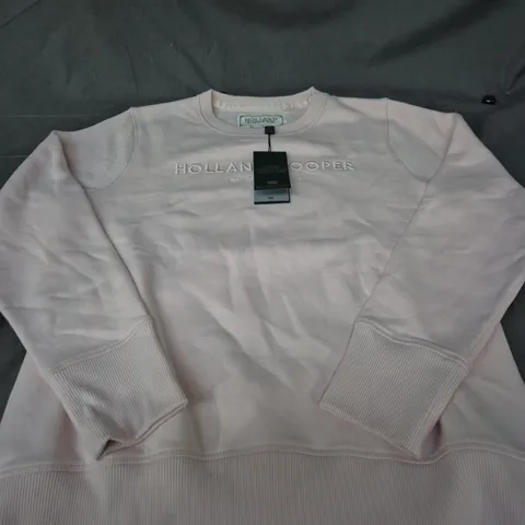 HOLLAND COOPER SPORTING HERITAGE CREW SWEATSHIRT – PALE PINK, UK XL
