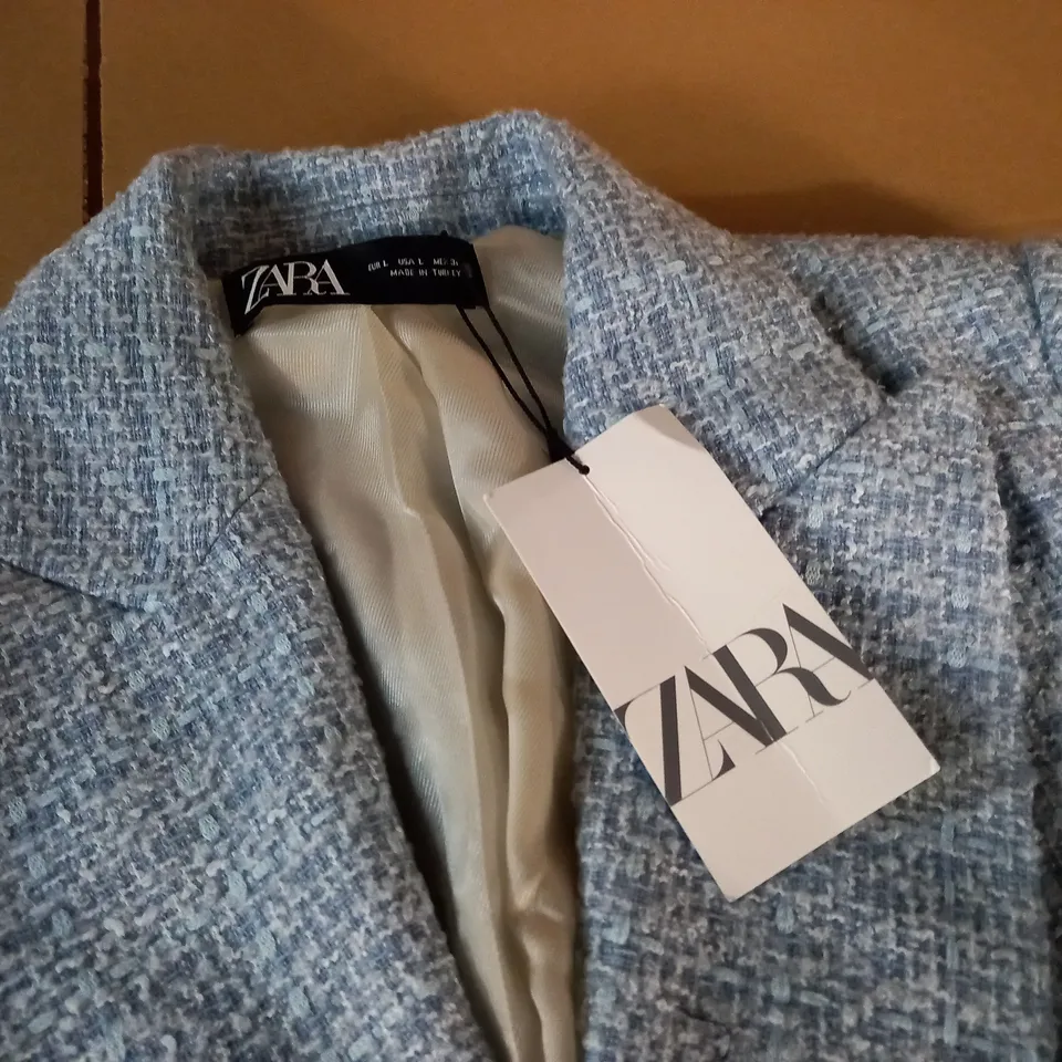 ZARA TEXTURED BLUE BLAZER - EUR L