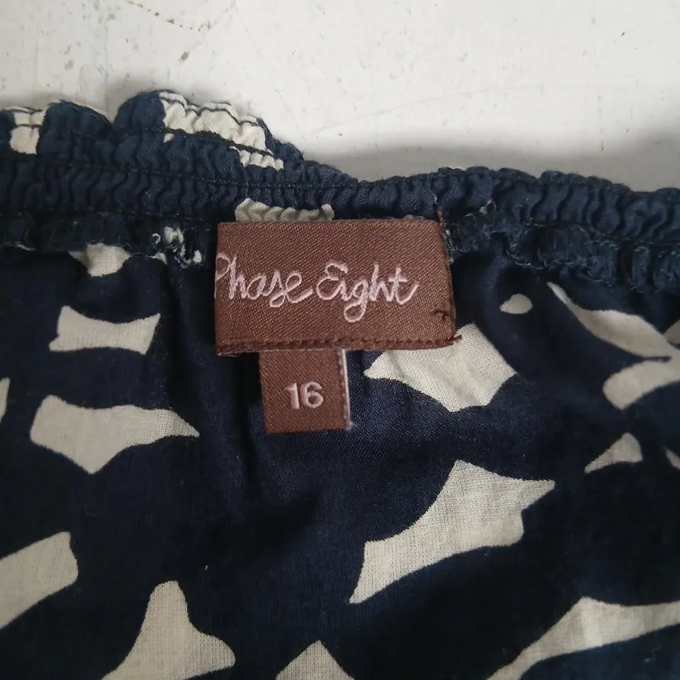 PHASE EIGHT WOMEN'S NAVY & CREAM ABSTRACT PRINT DRESS – UK SIZE 16