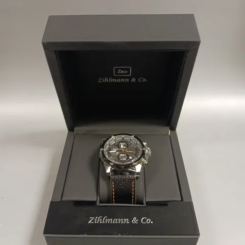 ZIHLMANN CHRONOGRAPH BLACK DIAL WATCH WITH SUB DIALS
