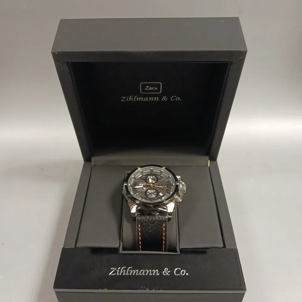 ZIHLMANN CHRONOGRAPH BLACK DIAL WATCH WITH SUB DIALS