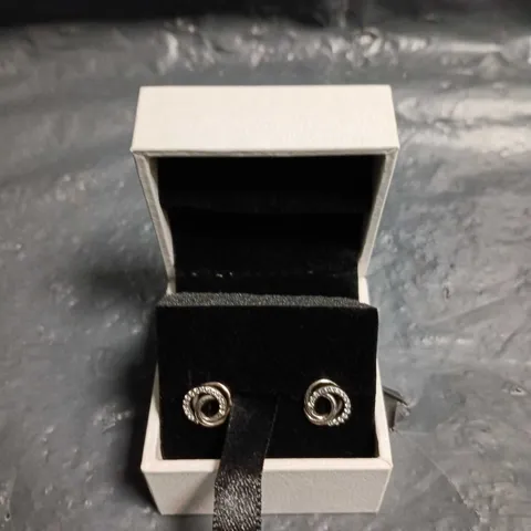 PANDORA SILVER SWIRL HOOP EARRINGS – BOXED