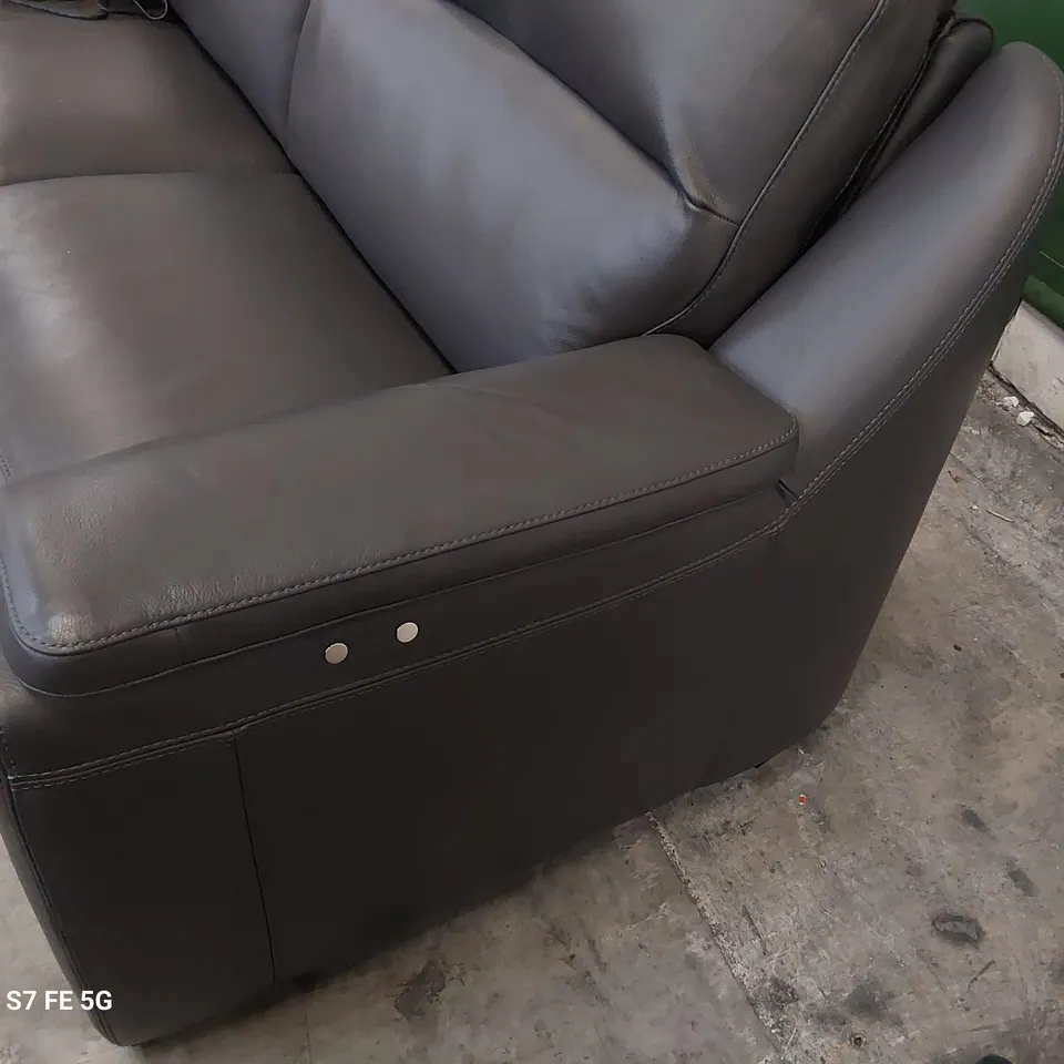 QUALITY ITALIAN DESIGNER POWER RECLINING PARMA THREE SEATER SOFA CHARCOAL LEATHER 
