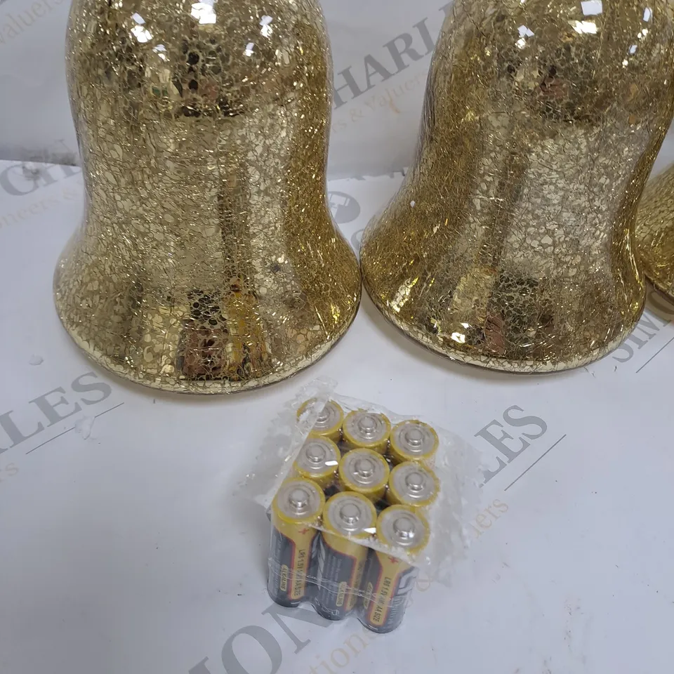 BOXED ALISON CORK SET OF 2 PRE-LIT MERCURY GLASS BELLS