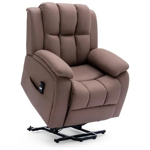 DESIGNER BROOKLINE AFTON ELECTRIC RISE RECLINER CHAIR - MOCHA (2 BOXES)