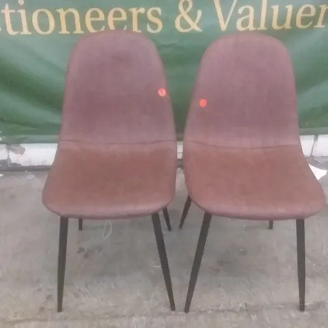 SET OF 2 BROOKLYN TAN LEATHER DINING CHAIRS (BLACK LEG)