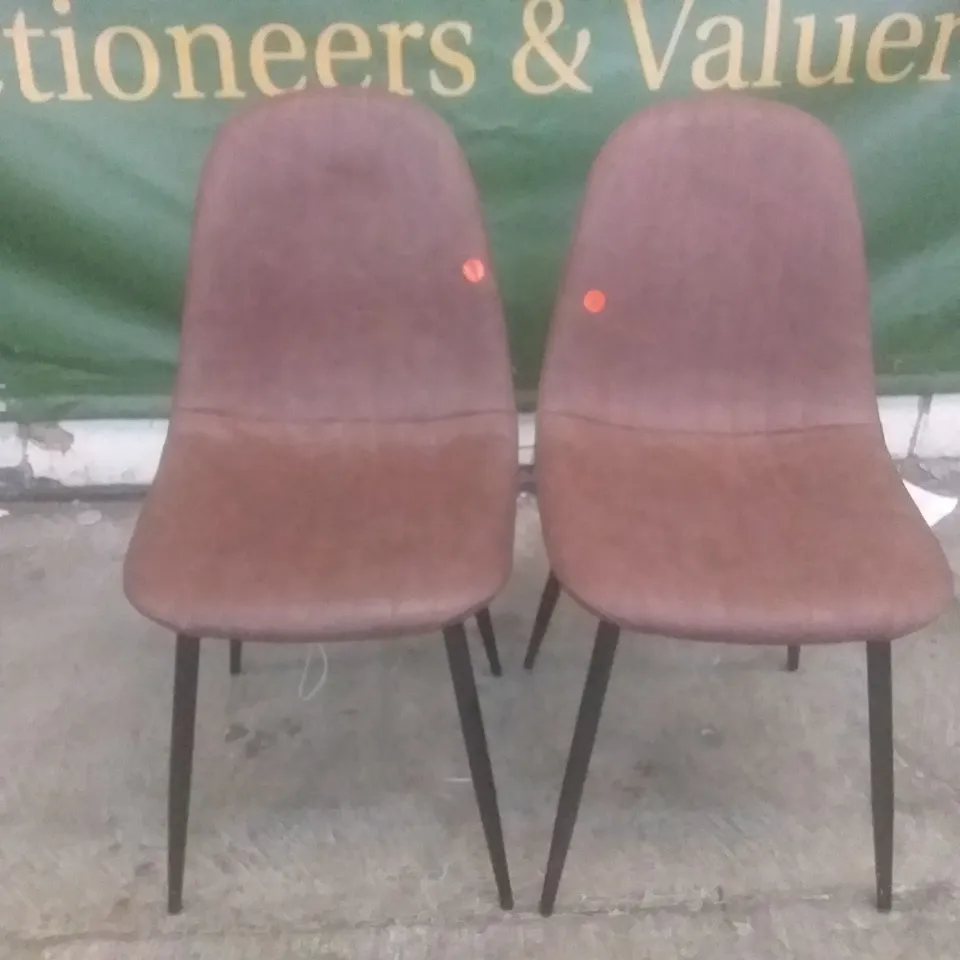 SET OF 2 BROOKLYN TAN LEATHER DINING CHAIRS (BLACK LEG)
