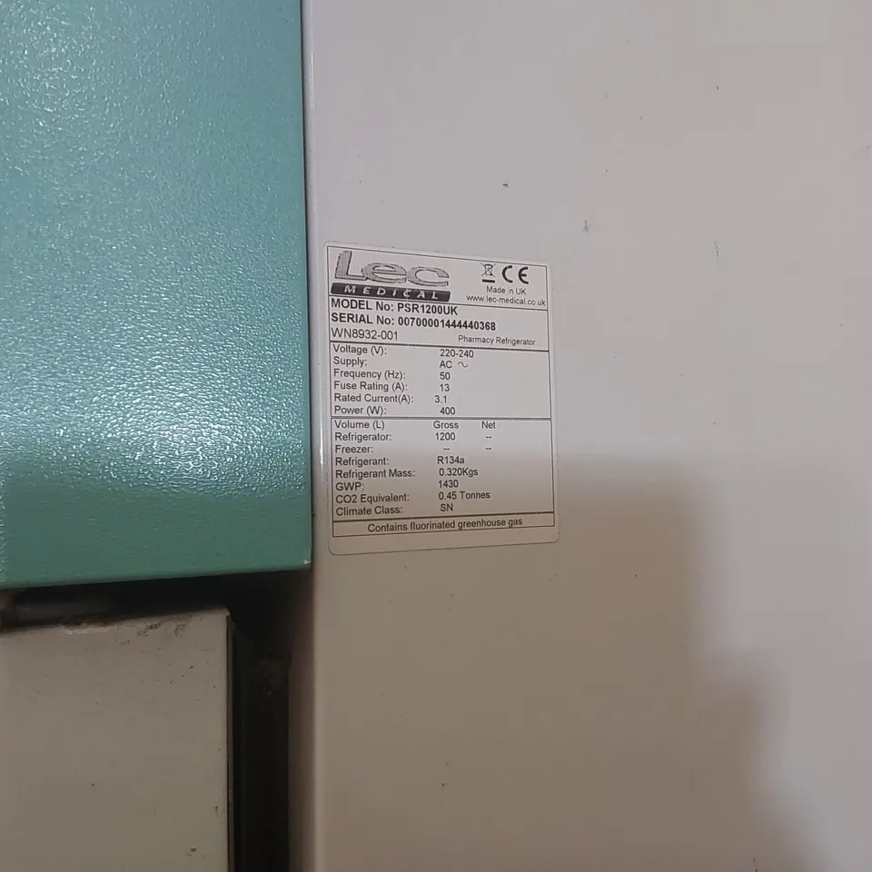 LEC MEDICAL PSR1200UK 2 DOOR PHARMACY REFRIGERATOR 