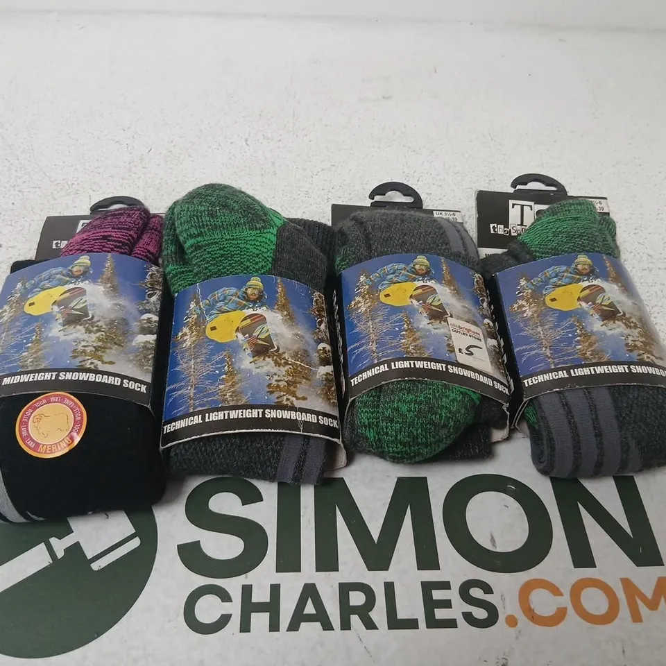 APPROXIMATELY 37 PAIRS OF BRAND NEW THE SNOWBOARD ASYLUM SOCKS