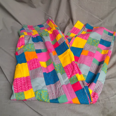 LUCY & YAK ELASTICATED WAIST TROUSERS IN MULTICOLOUR SIZE 2XL/L