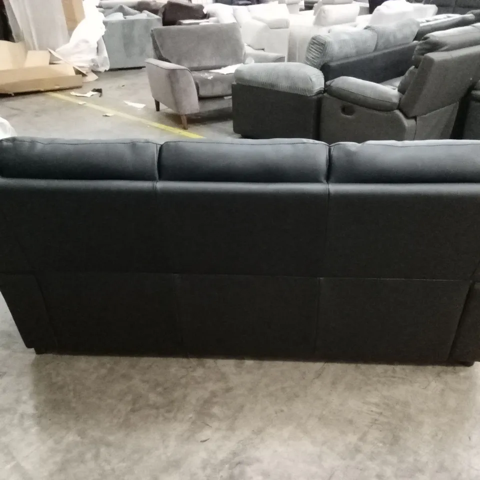 ALBION LUXURY FAUX LEATHER HIGH BACK 3 SEATER SOFA - BLACK RRP £599